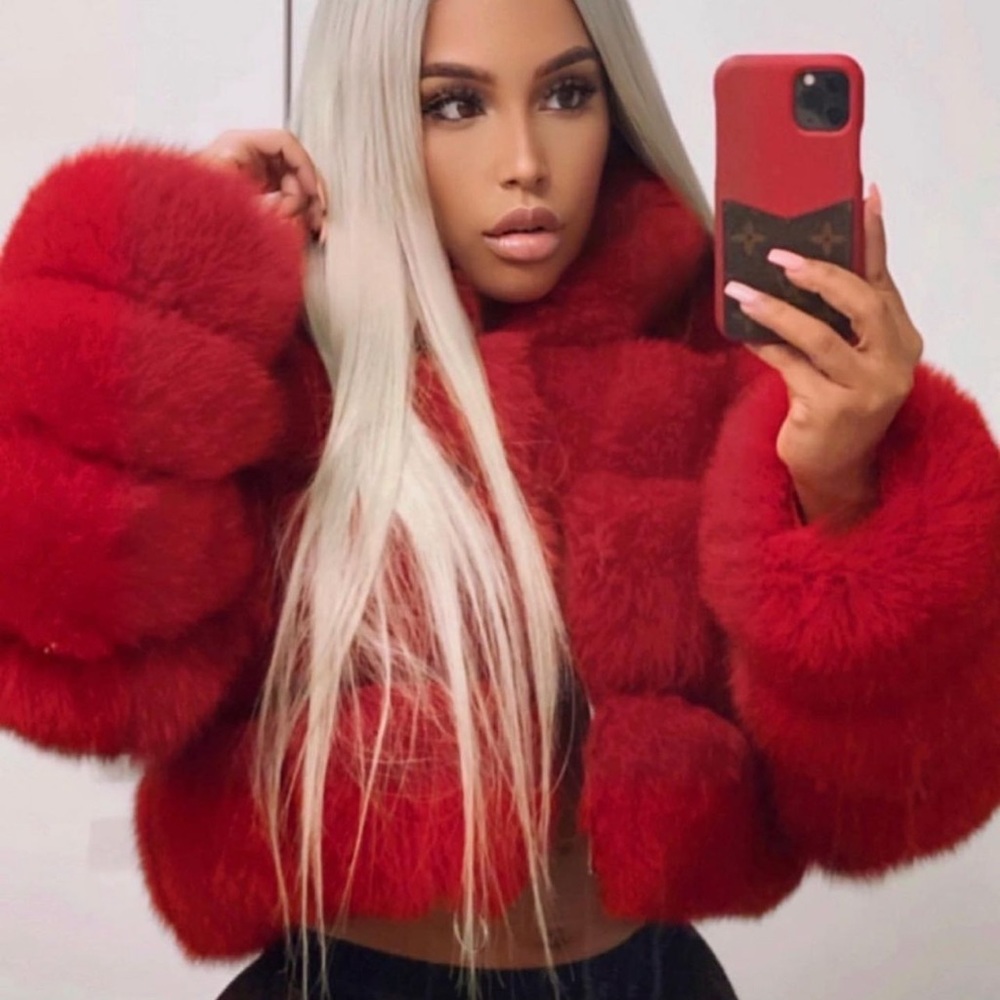 GIA VS NYC Cropped Faux Fur Jacket